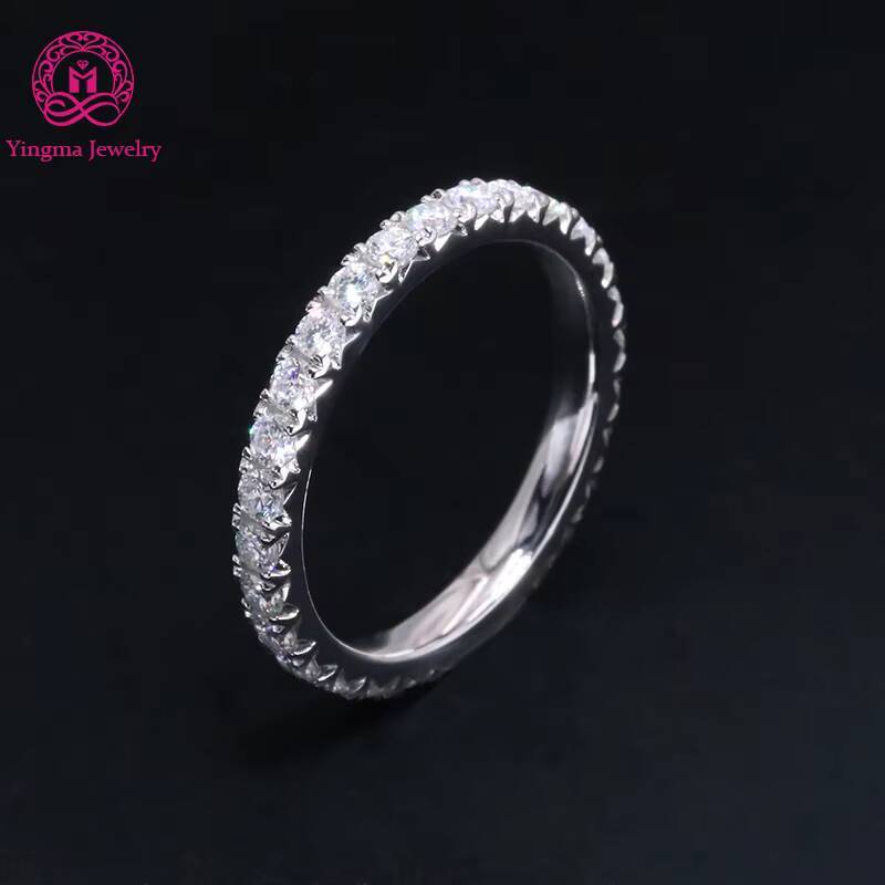 18mm Round Brilliant Cut Colorless Moissanite Diamond Ring Solid 14K Real White Gold Lab Grown Diamond Eternity Band Ring