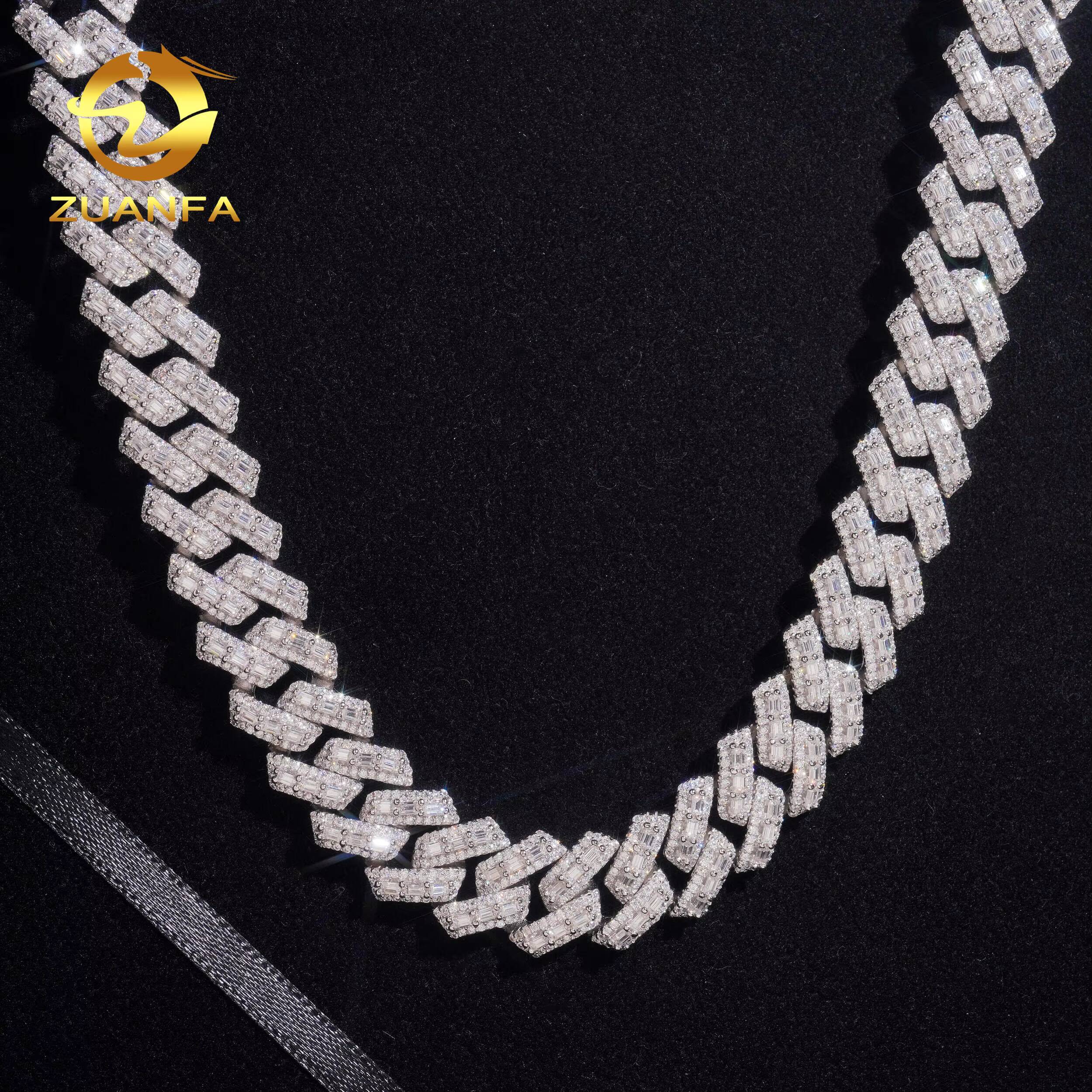 VVS Moissanite Diamond Fine Jewelry Pass Diamond Tester Miossanite Hip Hop Iced Out Necklace 16mm Miami Cuban Link Chain