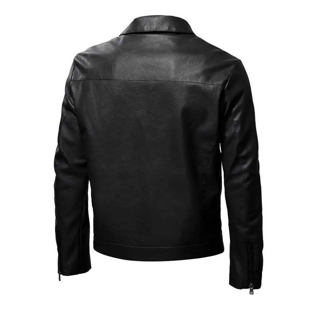 New Men Quality Casual Pu Leather Coat Red Black Slim Rider Style Leather Jacket Popular Young Leather JacketsT251029