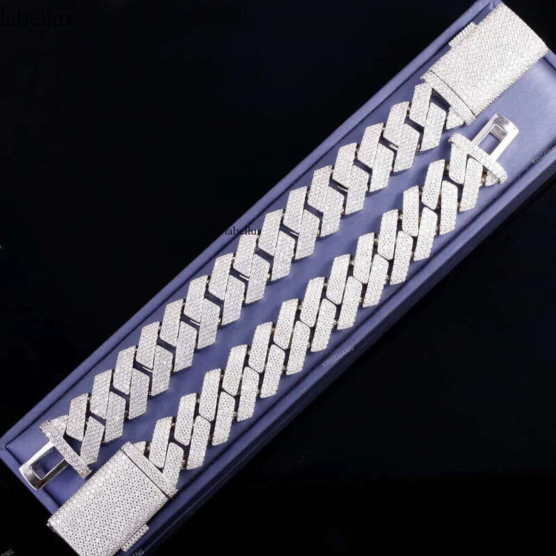 pass tester bracelets sterling sier GRA VVS D Moissanite Cuban link Chain Fine Jewelry Bracelet