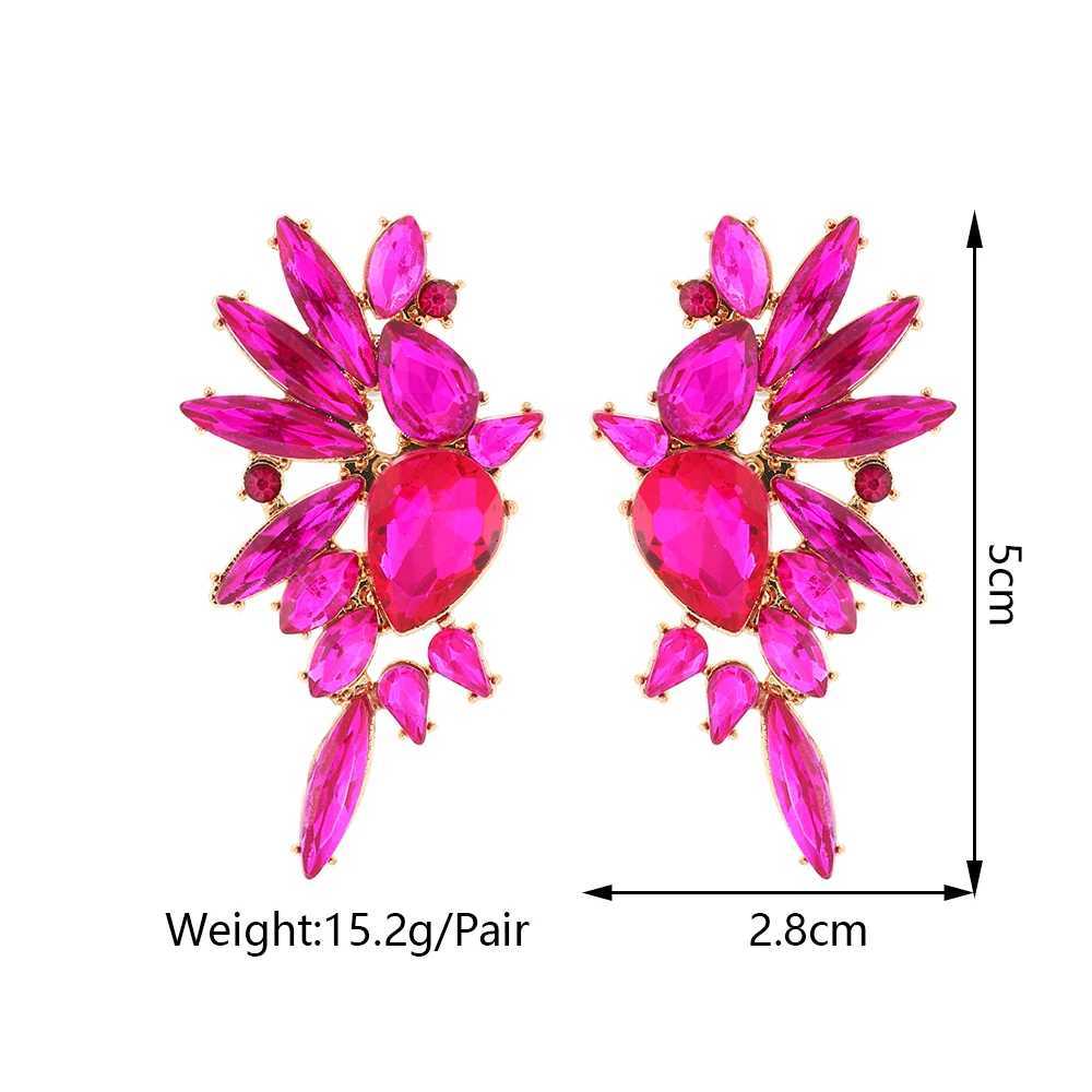 Colorful Shiny Rhinestone Glass Wings Shape Earrings For Women Luxury Elegant Alloy Jewelry Party Geometric Piercing Ear StudsW251029