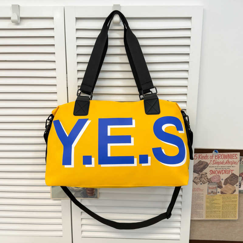 Korean Style Fashion Letter Travel Bag for Women New Casual Lightweight Handheld Gym Bag Trendy Letter Outdoor Sports Bag