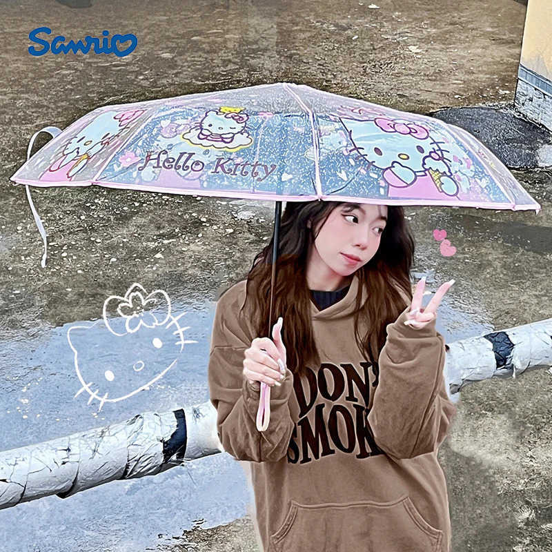 Sanrio Sanrio Umbrella Y2k Hello Kitty Cinnamoroll Kuromi Melody Folding Umbrella Cartoon thickened transparent umbrella Kids Gifts Toy L251029