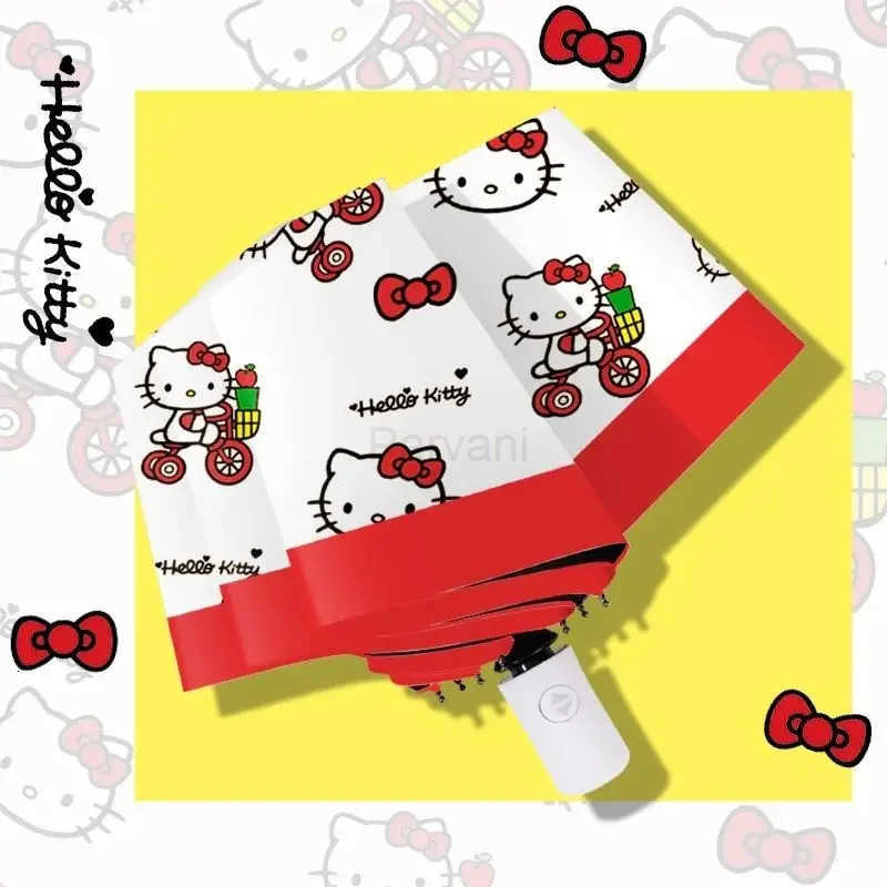 Sanrio Sanrio Kawaii Hello Kitty Fully Automatic Umbrella Anime Cartoon Cute Fashion Exquisite Durable Rain Shine Sunshade Sun Umbrella L251029