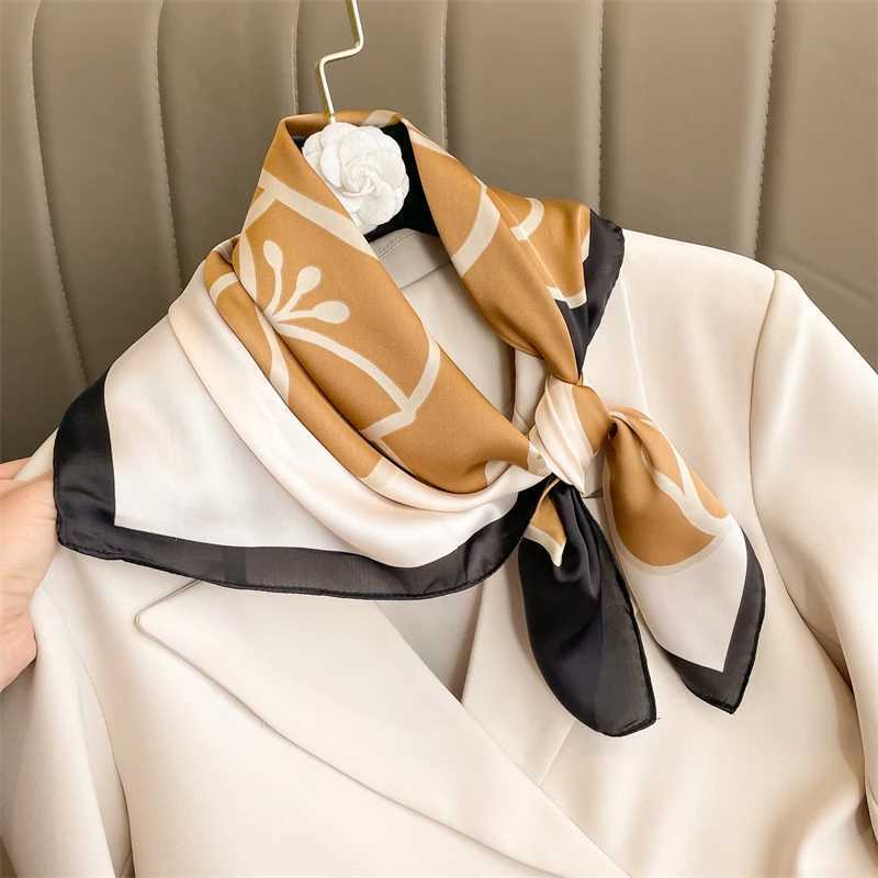 Silk Square Scarf Women Satin Bandana Print Scarves Head Band Fashion Lady Hair Shawl and Wrap Female Neckerchief Hijab 2024W251029