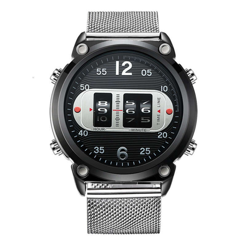 Creative Design Men's Fashion Stainless Steel Mesh Strap Roller Quartz Watch
