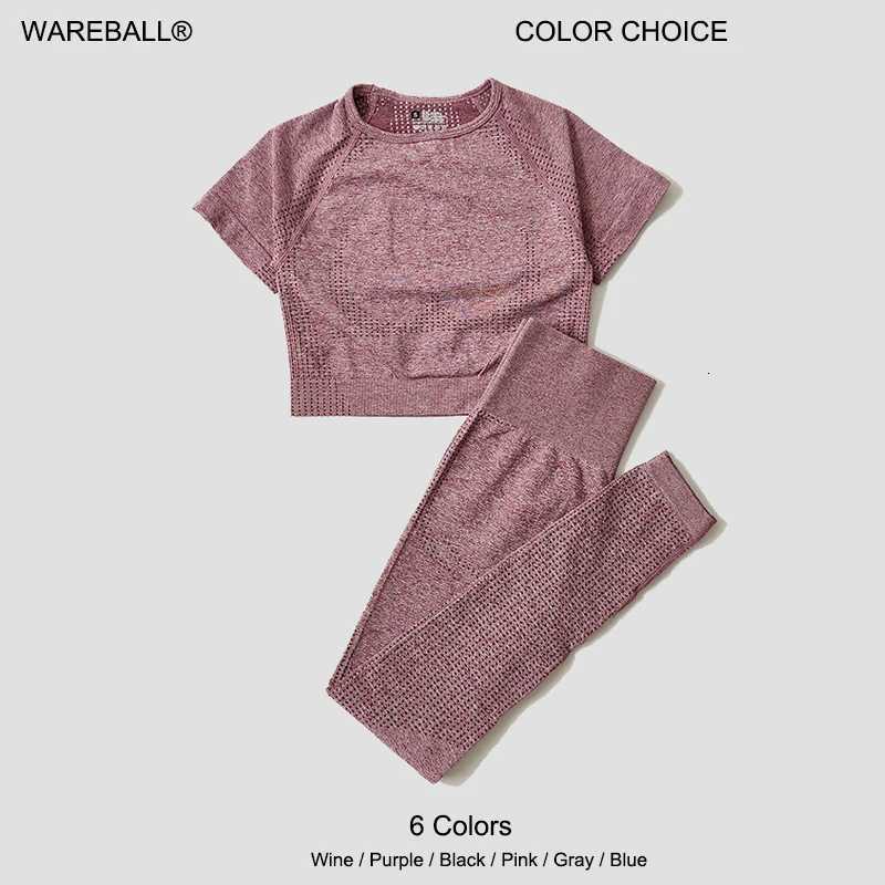 WAREBALL Seamless Yoga Set Women Workout Gym Clothes Fitness Short Sleeve Crop Top Shirt High Waist Leggings Pants Sports SuitsXJ251029