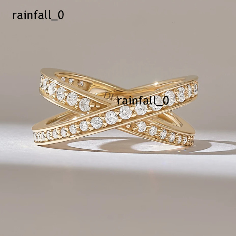 Classic Jewelry Moissanite Eternity Ring 10k 14k 18k Crossover Wedding Women Moissanite Ring