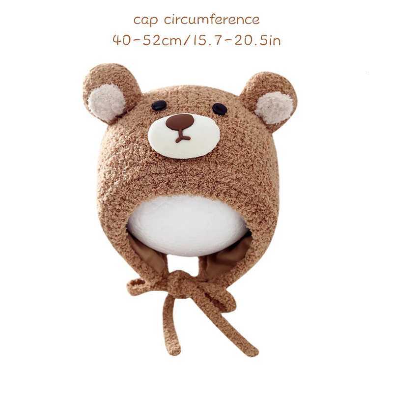 Cute Bear Baby Beanies Winter Warm Toddler Ear Protection Hat 324Month Boy Girl Plush Earmuffs Cap Coral Velvet Headgear Bonnet251028