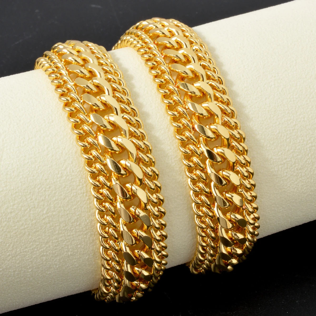 20MM Big Wide Chain For Men Women Bracelet Gold Plated Double Weaving Rolo Cable Curb Link Catenary Chain Valentines Day Gift 251028