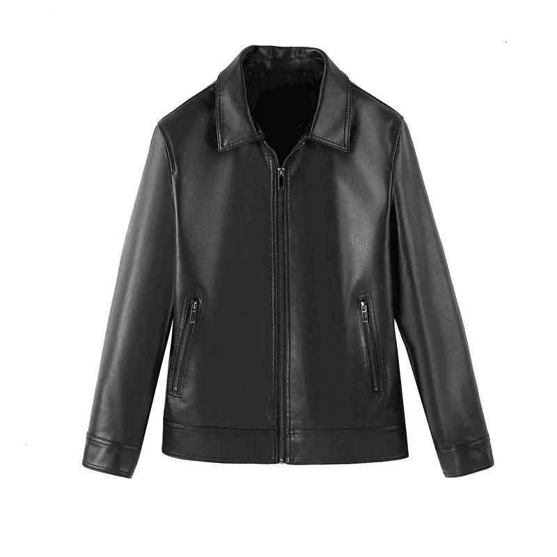 Spring Autumn Leather Jacket Men Lapel Solid Slim Fit Pu Leather Antiwind Coats Fashion Motorcycle Biker Jacket Coats 4XLMT251029