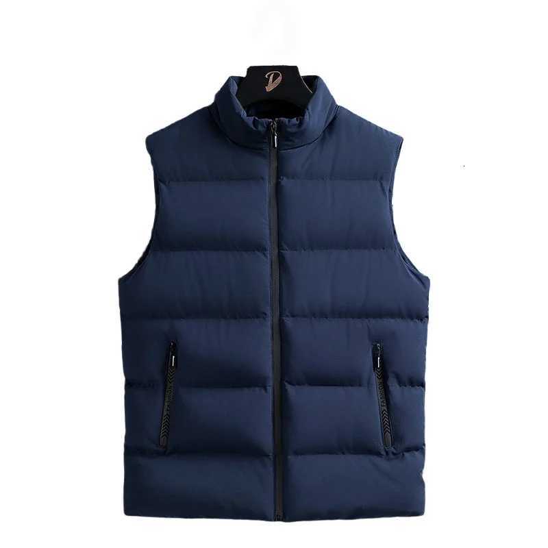 Autumn Winter Waistcoat Man Lightweight Plus Size Sleeveless Vest Stand Collar Zipper Cardigan Casual Solid Color Warm Vest Coat W251029