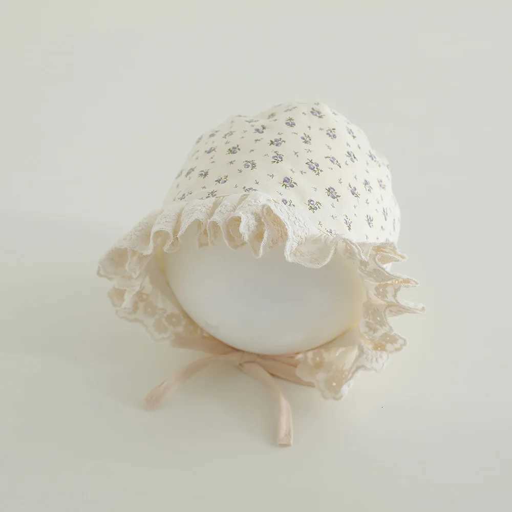 2025 Autumn Baby Hat Korean Muslin Newborn Bonnet Sweet Flower Printed Beanie Hat For Girls Boys Toddler Infant Accessories251028