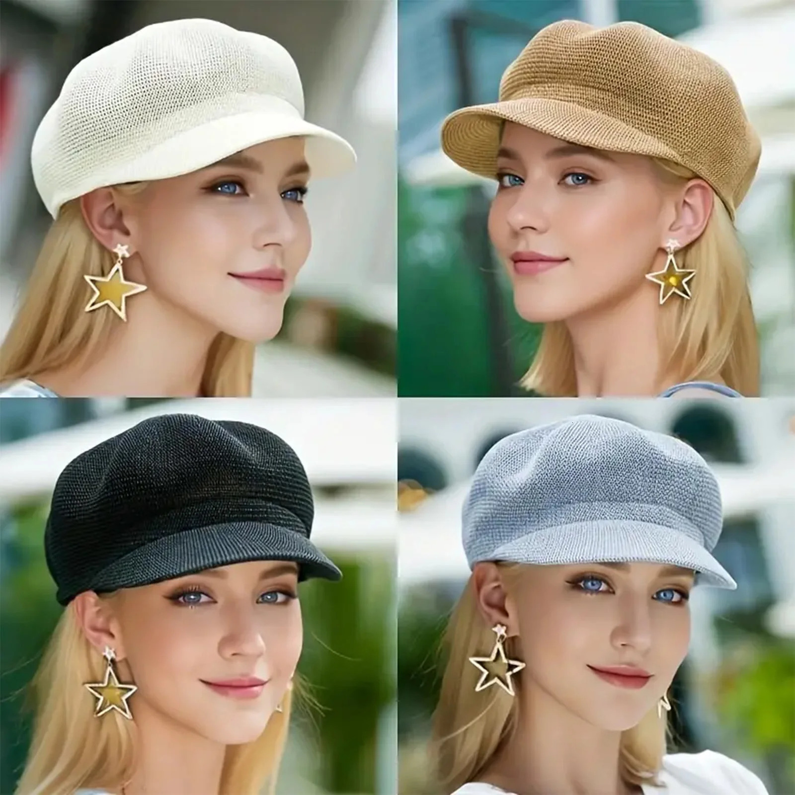 Retro Beret Caps for Women Girls Breathable Mesh Solid Color Beret for Outdoor Fishing Camping 251029