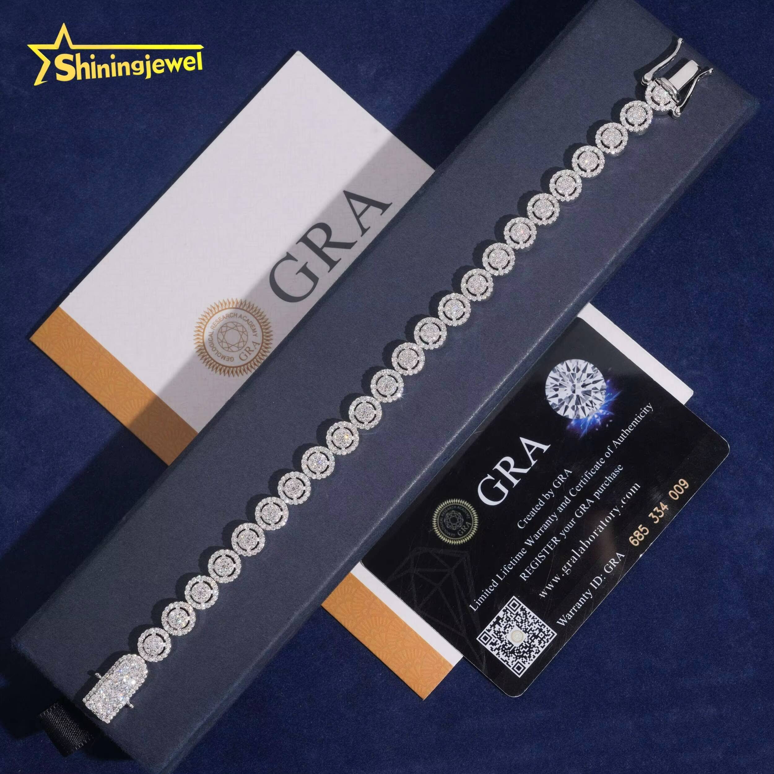 Men Bracelet Luxury Hip Iced Out 8mm Moissanite Cuban Bracelet GRACertificate Custom 925 Silver Bracelet Men Fine Jewelry