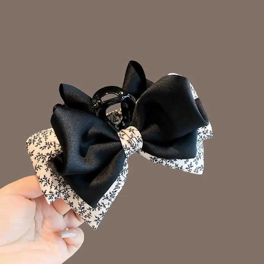1pc Elegant floral bow clip new retro autumn and winter style shark clip hair clip headband at the back of the headW251028