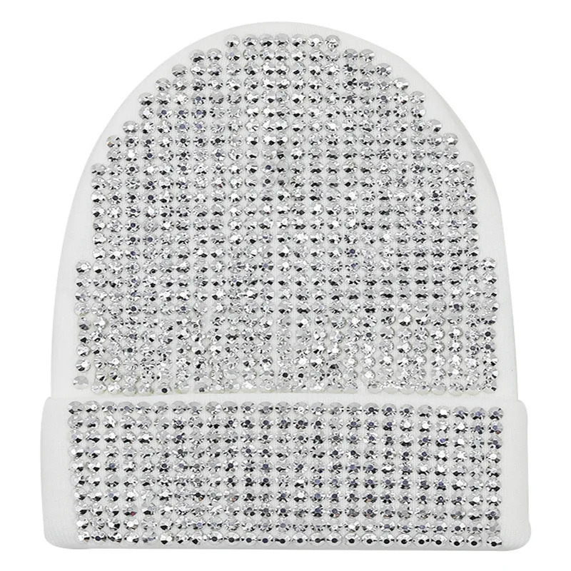 Beanie Diamond Inlaid Solid Color Brimless Bell Shaped Hat Handmade Woolen Warm Sticky Knit 4m857 251013