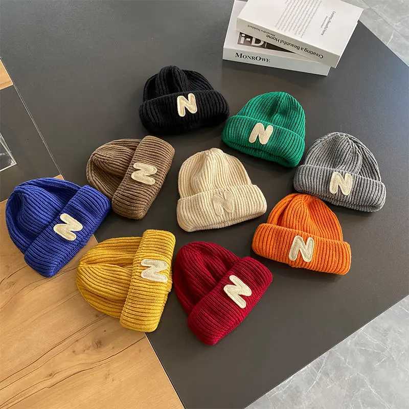 Winter Warm Children Scarf Knitted Hat Solid Color Woolen Pullover Cap 16year Boys Girls Kids Neckerchief NLetter Baby Beanies251028