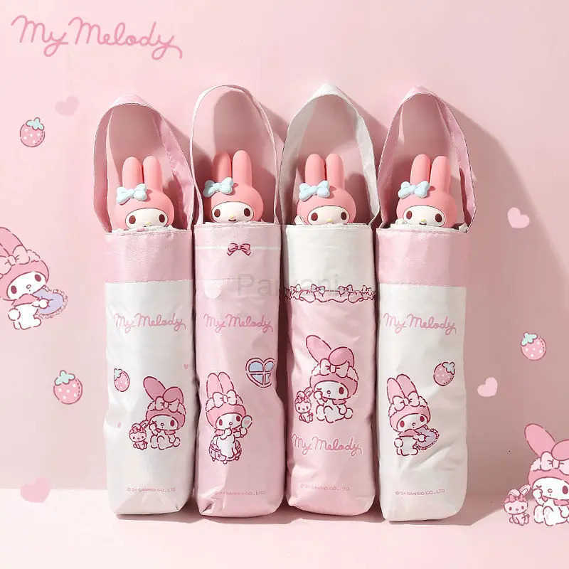Sanrio Sanrio My Melody Umbrella Kawaii ThreeDimensional Doll Head Small FiveFold Umbrella Manual Summer Sunscreen Sunshade Genuine L251029
