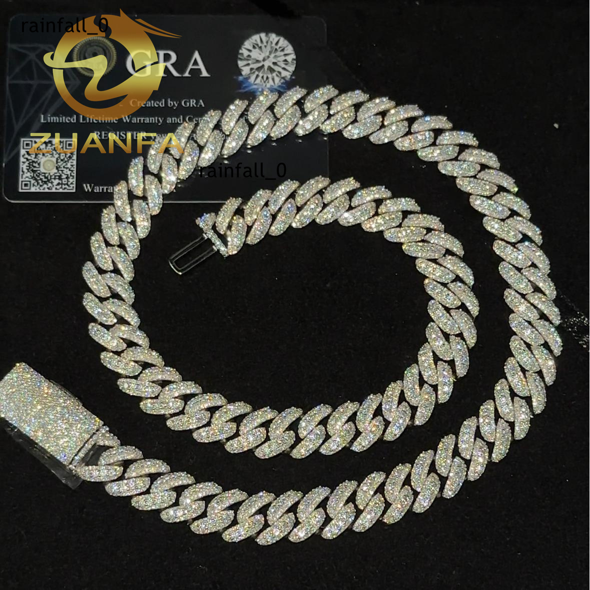 Fashion Hip Hop Jewelry 13mm Solid 925 Silver Moissanite Cuban Link Chain Iced Out Cuban Bracelet Chain Pass Diamond Tester