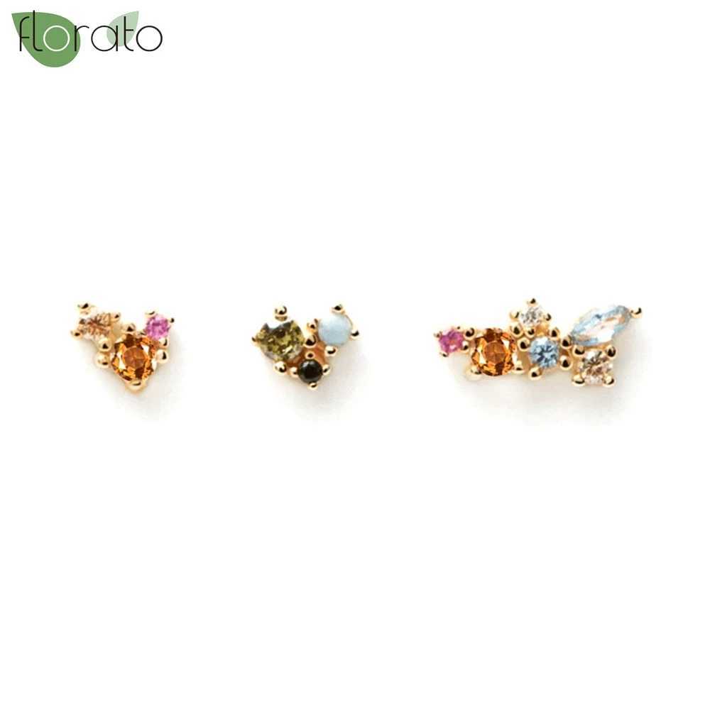 925 Sterling Silver Needle Fashion Heart Earrings for Women Shiny Colorful Crystal Stud Earring Party Premium Luxury JewelryW251029