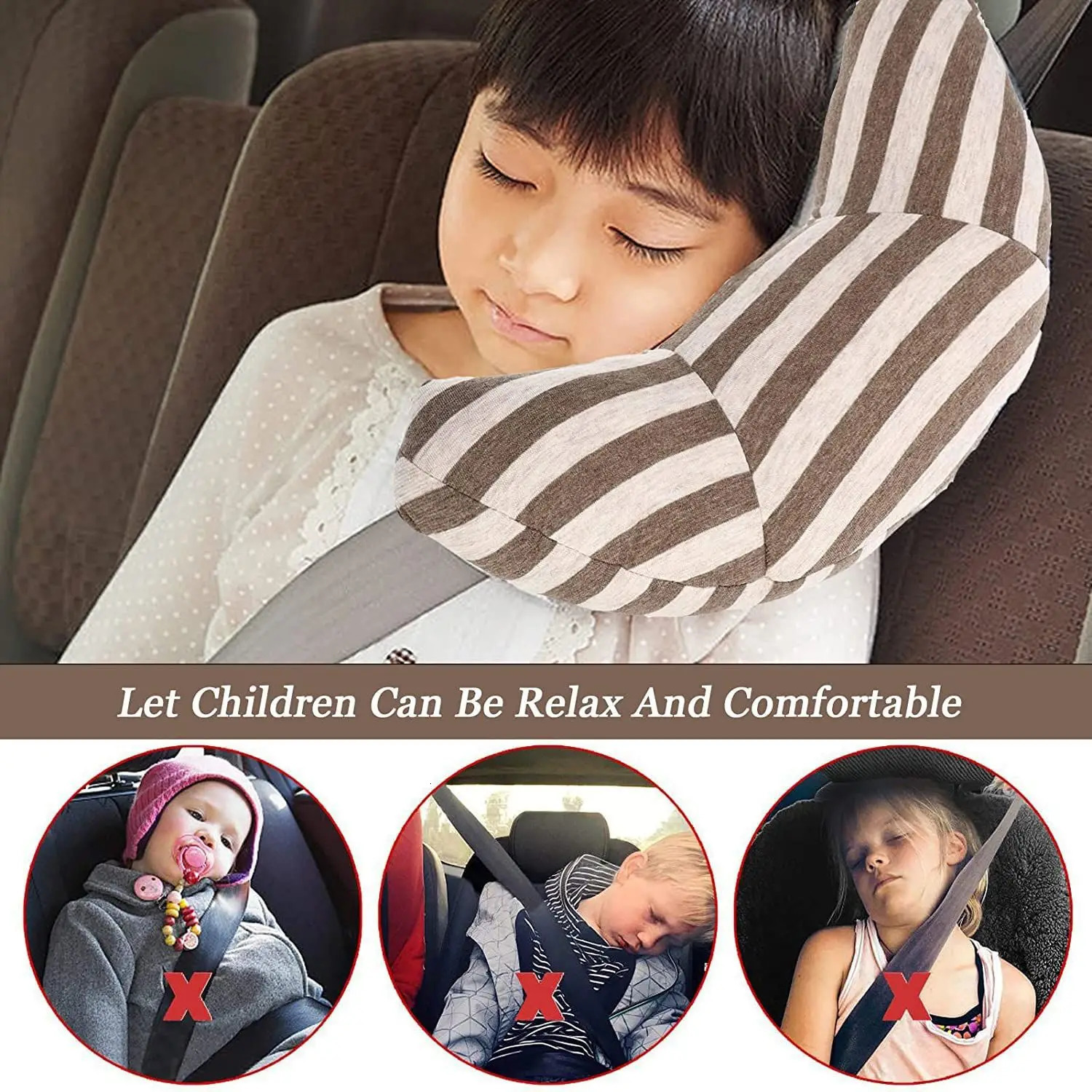 1pc Children Neck Headrest Cushion Car Seat Belts Pillow Kids Shoulder Safety Strap Protection Pads Support Car Styling Cartoon 251029