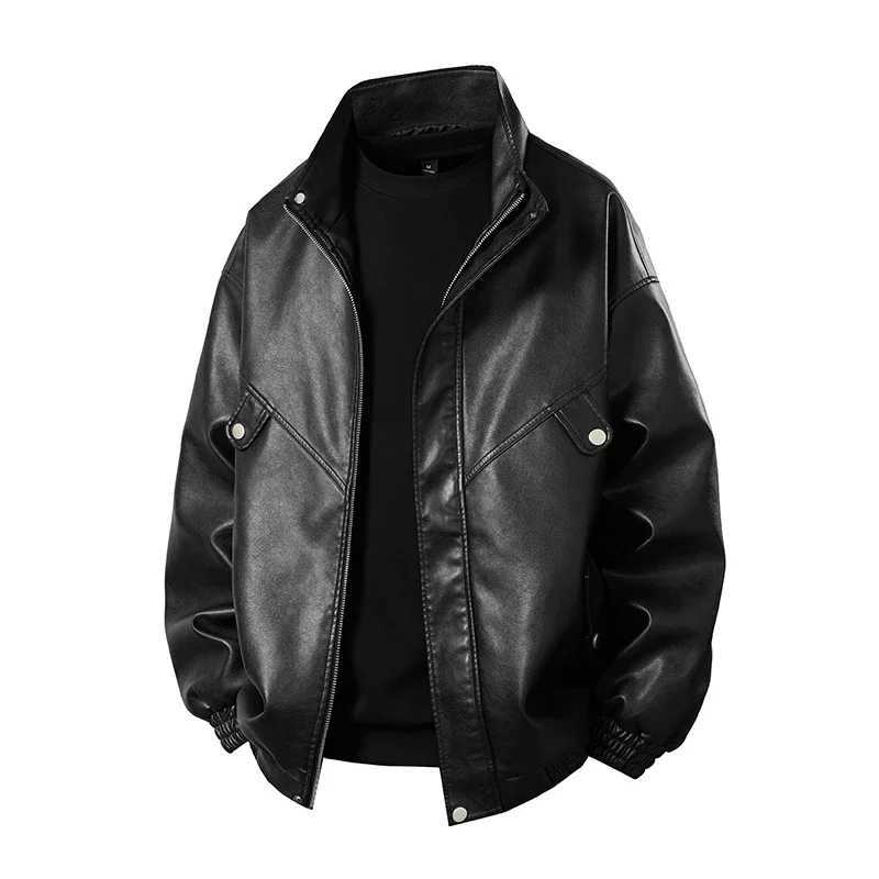 2025 Spring Autumn Faux Leather Jacket For Men Casual Motorcycle Bike PU Coat Windproof Vintage OutwearT251029
