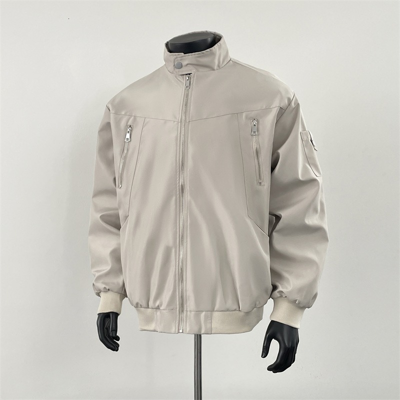 American High Street Stand Collar Workwear Pilot Jacket Men's Loose Trendy Designer Jacket Brand Zipper Design Baseball Jacket Coat Trendy