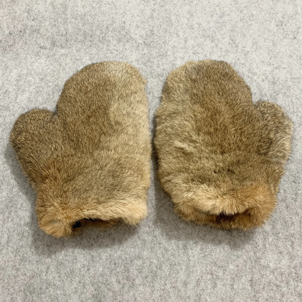 2025 Winter Women Real Genuine Rabbit Fur Mittens Fahion Unisex Warm Rabbit Fur Mitten Male Natural Fur Plus Gloves 251029