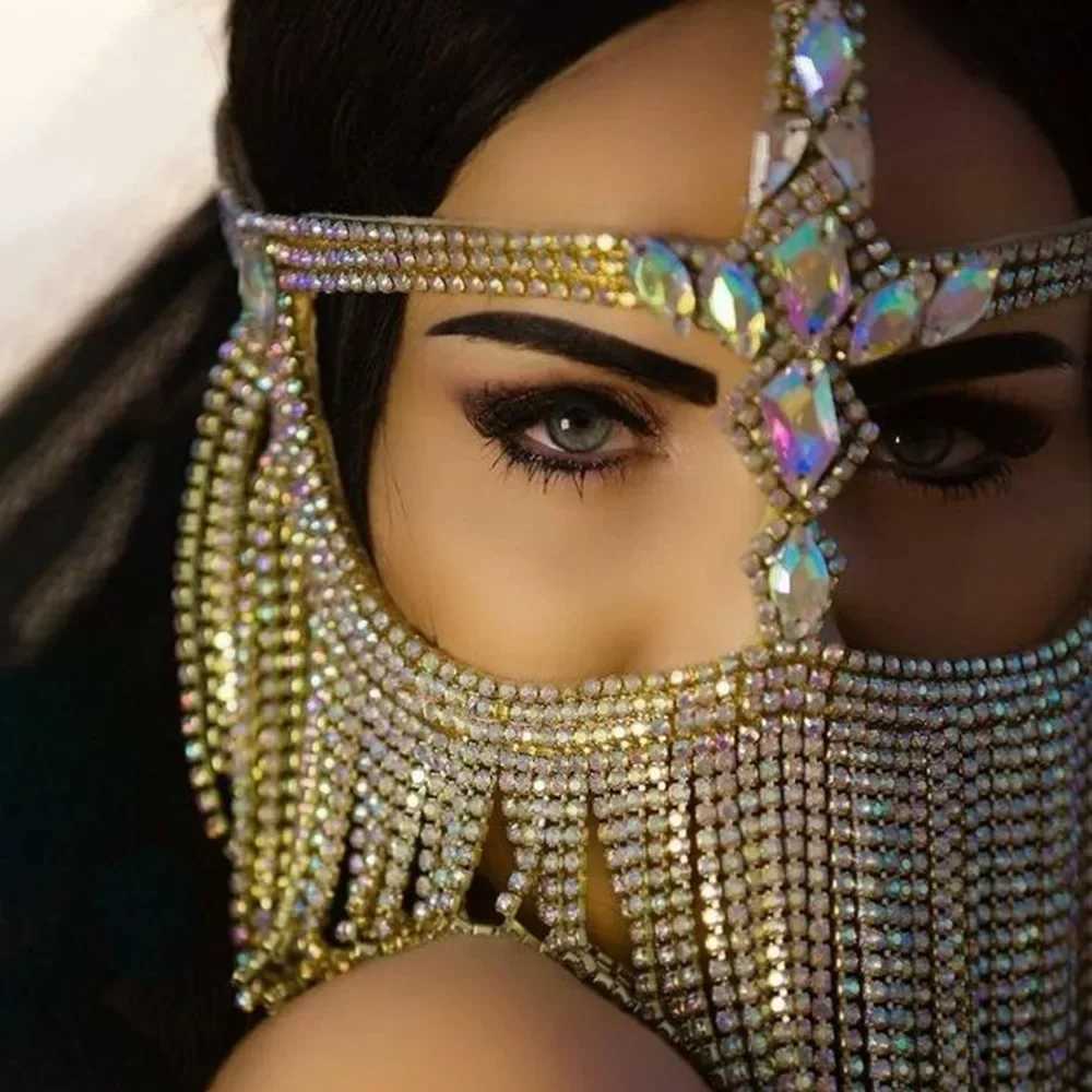 Tassel Veil Masks Women Headwear Rhinestone Chain Face Mask Masquerade Dance Party Costume Sexy Face Curtain Accessories JewelryW251029