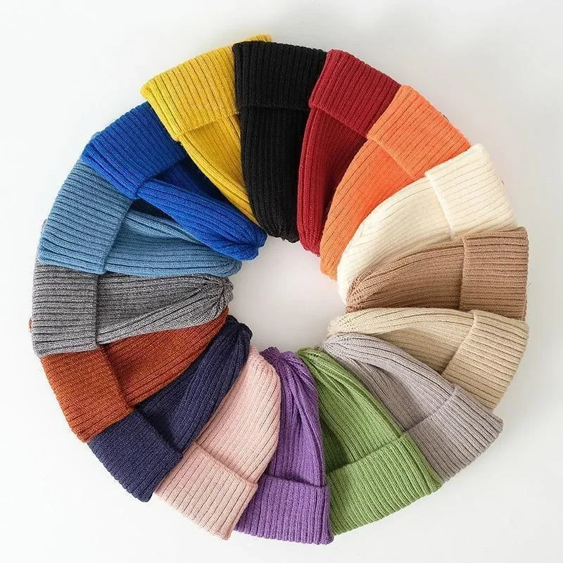 Beanie Winter for Women Men Boys Girls Crochet Hat Solid Color Unisex Autumn Knitted Beanies Caps Wild Accessories 251029