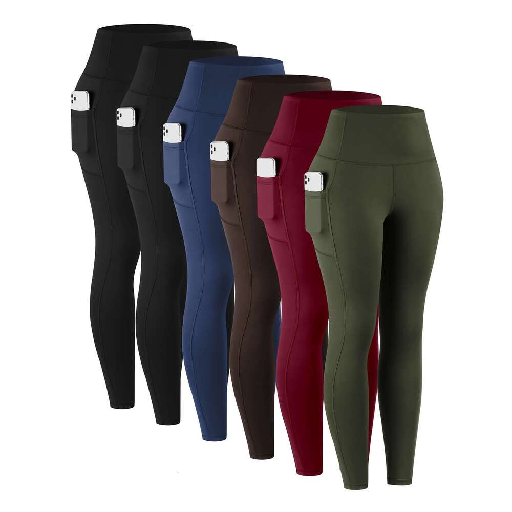 6pcs Women's High-Waisted - Non-See-Through Side All-Season & Casual hine Washable Everyday with Pockets, Womens Leggings, Women Leggings Stretch