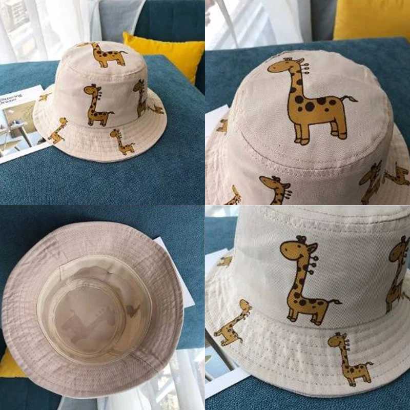 Summer Children Panama Hat Autumn Cartoon giraffe Girls Sun Hat Boys Outdoor Beach Hat Bucket Camping Fishing Cap 5M to 2Y251028