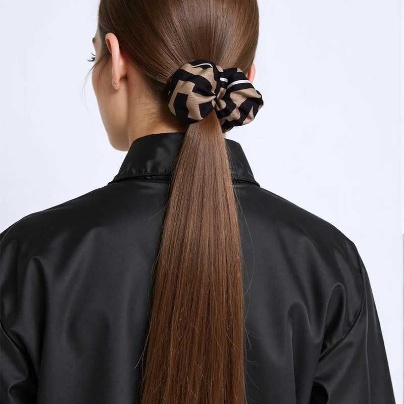 WithyooSatin Coffee Printed Scrunchie for Women and Girl Simple Ponytail Hair Accessories New Fashion 2025W251028