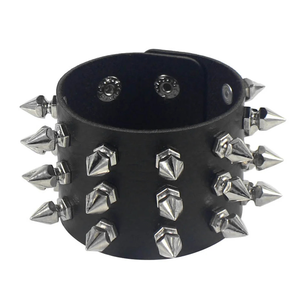 2024 Punk Skull Star Bracelet Personality PU Leather Three Rows Spikes Square Stud Bracelets Bangle For Women Man 251028
