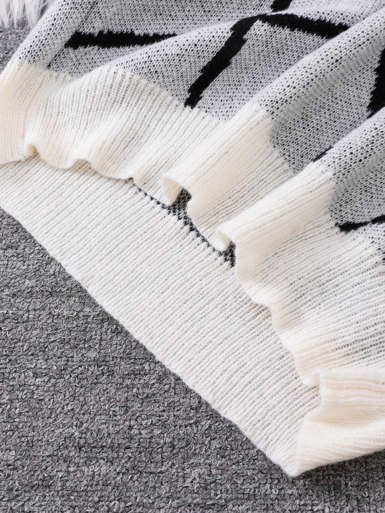 New Popular Autumn and Winter Broken Pattern Pullover Sweater Casual Round Neck Contrast Color Knitted Mens Pullover J251029