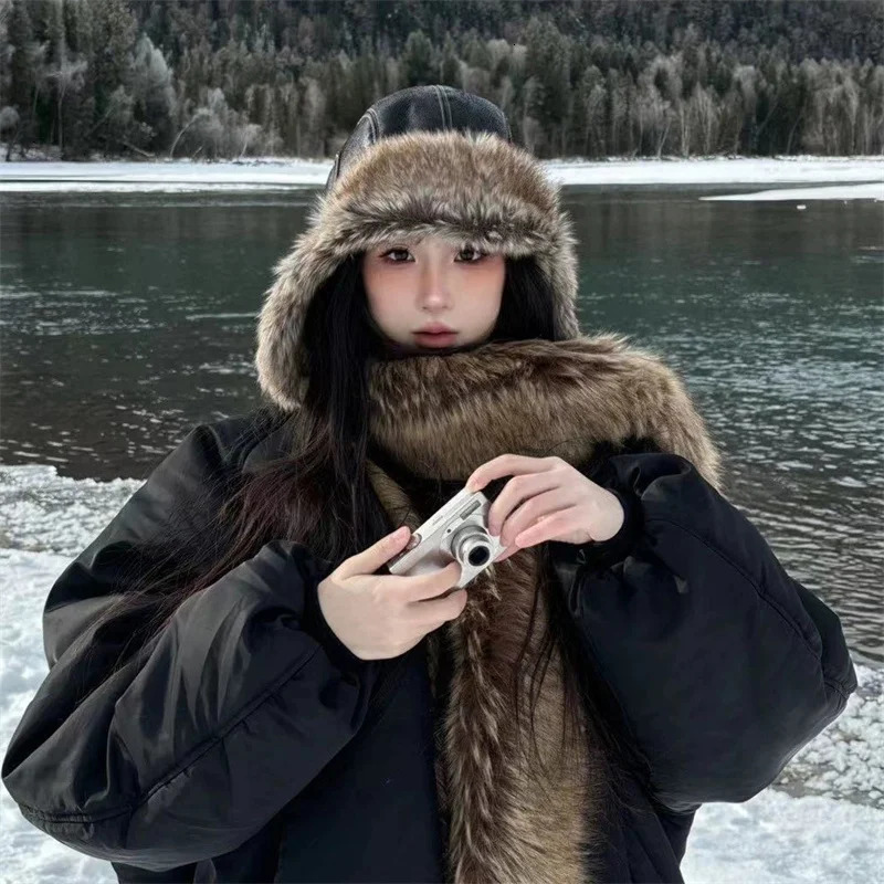 Unisex Winter Ushanka Hat Trapper Trooper Earflap Warm Faux Fur Leather Waterproof Ski Hat Bomber Cap Ear Protectors Hat 251029