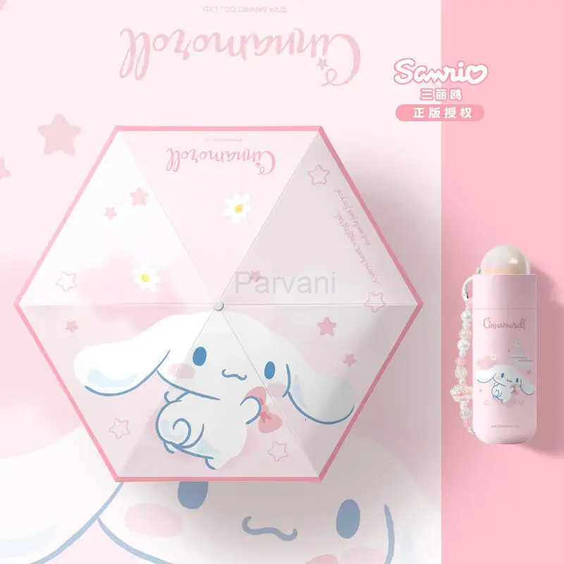 Sanrio Miniso Sanrio Umbrella Cinnamoroll Anime Automatic Five Fold Umbrella Dual Use of Rain and Light Student Cartoon Cute Rain Gear L251029