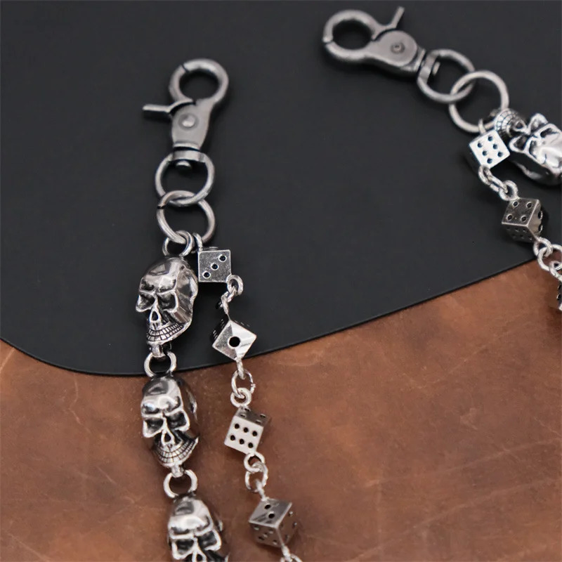 Waist Chain 2 Lines Punk Jean Adjustable Hiphop Metal Mens Skull Dice Accessories Head Metal Pants Chain for Men 251021