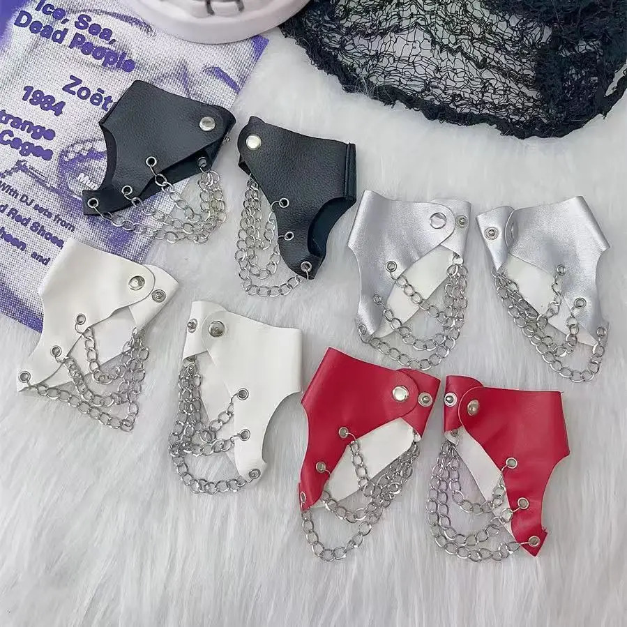 Summer hollow half palm finger gloves fashion punk street dance rivet chain motorcycle gothic cool performance hand 251013