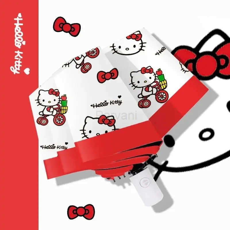 Sanrio Sanrio Kawaii Hello Kitty Fully Automatic Umbrella Anime Cartoon Cute Fashion Exquisite Durable Rain Shine Sunshade Sun Umbrella L251029