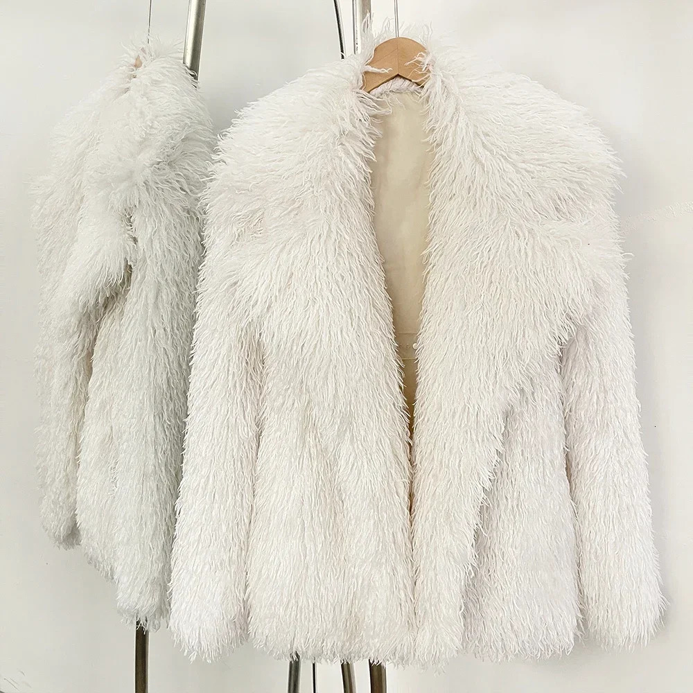 OFTBUY Fluffy Fur Women Fur Coat Ecofriendly in Winter Long Sleeve Warm Faux Fur Jacket Female Office Lady Chic Outerwear 251029