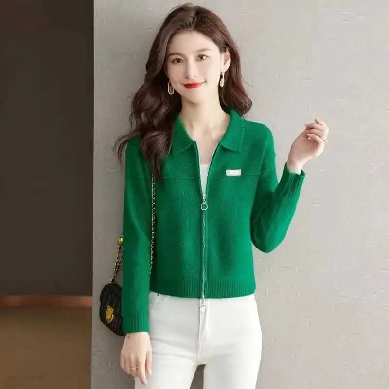 Spring Autumn Cardigan Sweater Jacket Women 2025 New Fashion Loose Zipper Knitted Sweater Coat Female Casual Outerwear Lady TopsT251028
