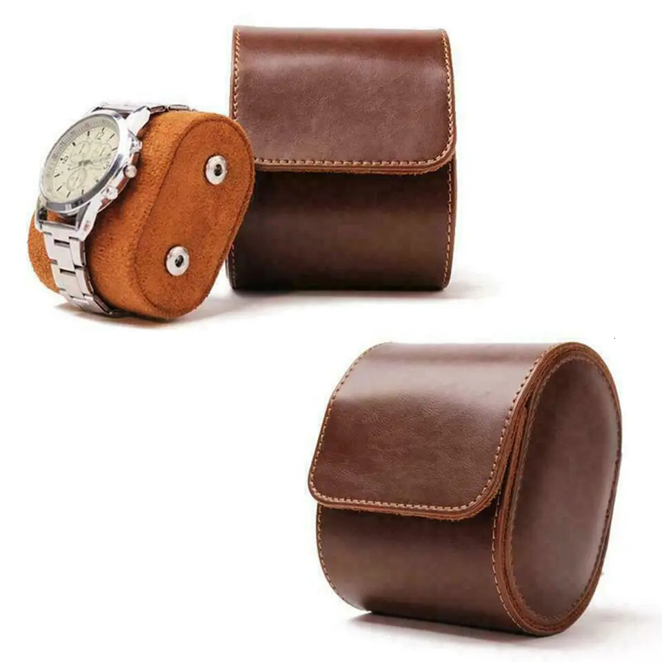 1 Grid Single Watch Box Vintage Pu Leather Slots Flexible Bracket Holder Mechinical Quartz Watch for Business Travel Storage Man 251029
