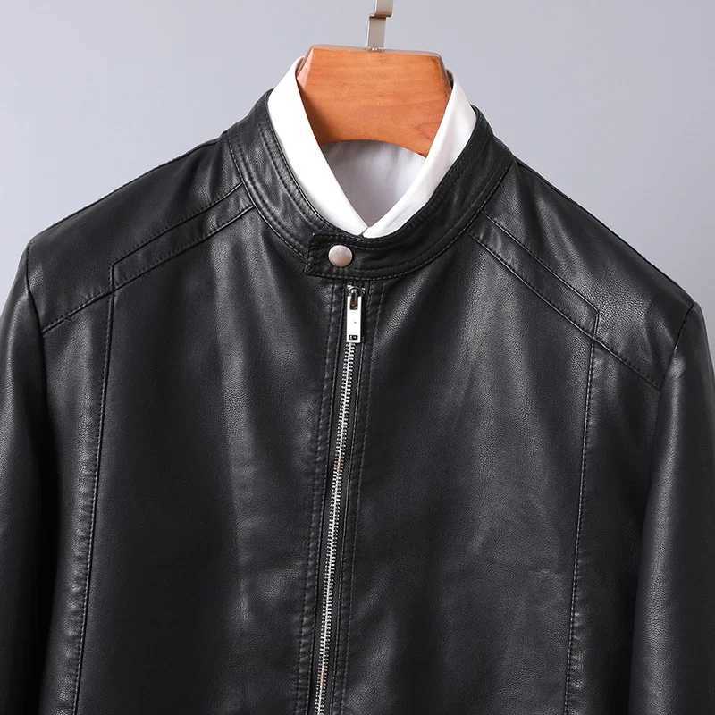 Coat Mens Black Leather Jacket Spring Autumn Motorcycle Coat Mens Moto Biker Leather Fashion Korean Slim Fit Pu Leather JacketT251029