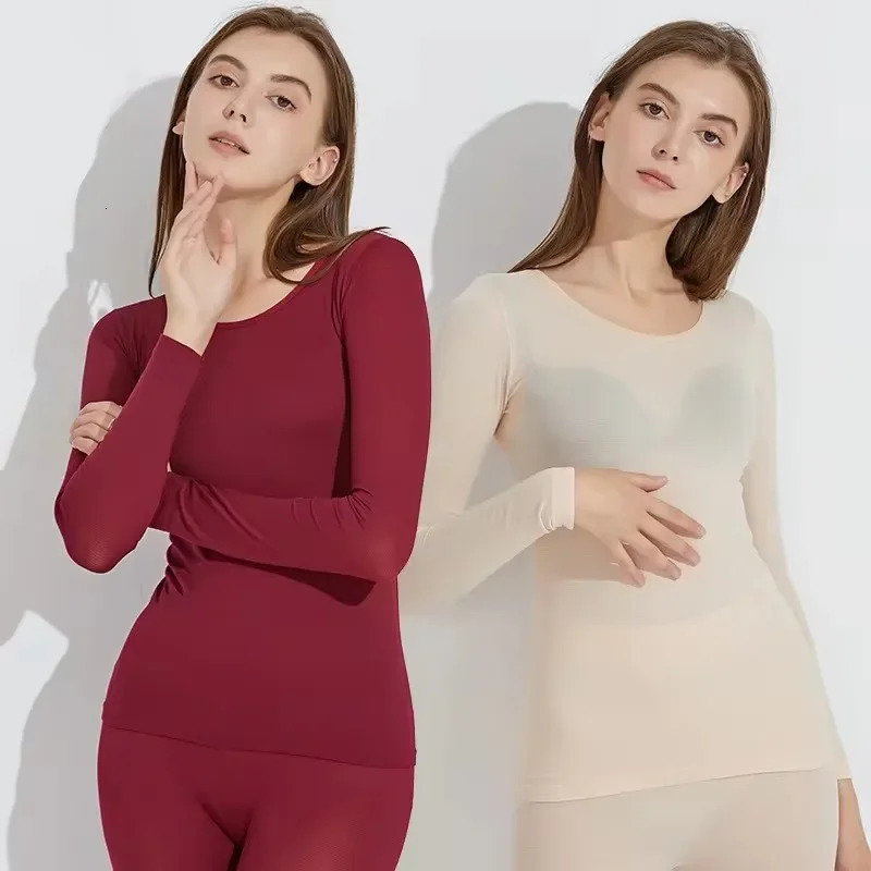 Women traceless thermal underwear set unisex intimate pajamas ultrathin winter constant temperature long sleeve lingerie 2 piec 251029