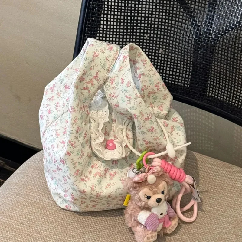 Miyagawa Floral Tophanld Bags for Women Korean Cute Portable Commuting Handbag 251029