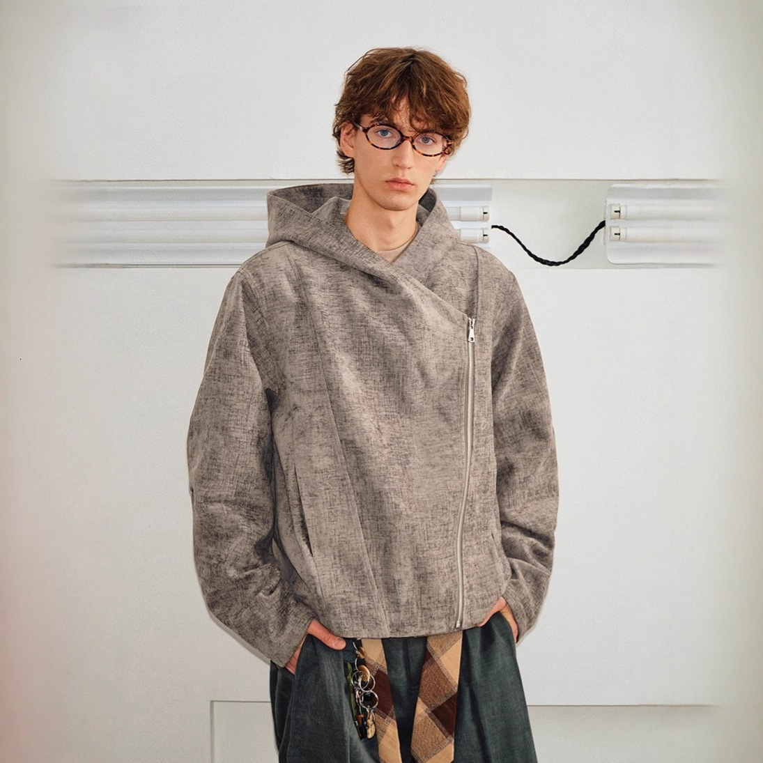 Asymmetrical Designer Jacket Zipper Design Niche Deconstructed Hooded Jacket Unisex Loose Casual Versatile Cool Coat