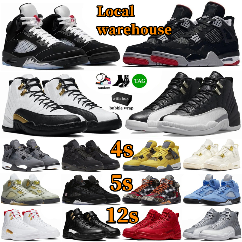 4s 5s 12s Basketball Shoes Mens Womens Trainers US Local warehouse Luxury Grey Sail 4 Military Black Cat Fear White Thunder Bred Sneakers Sports Shoes With Box