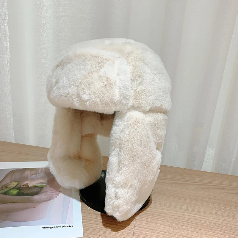 Womens Winter Thickened Warm Beanie Russian Caps Korean Fashion Ushanka Earflap Pilot Hat Trend Bomber Adjustable 251013